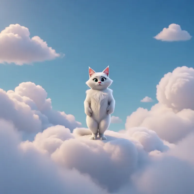 Cloud waltz white cat dancing GIF