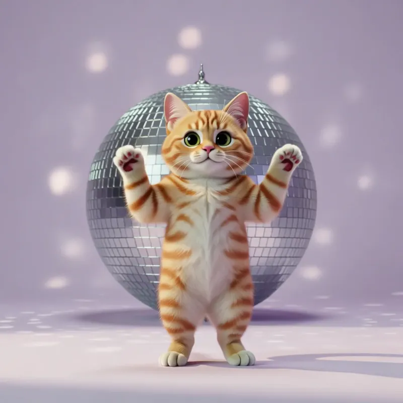 Orange tabby cat dancing GIF at a disco