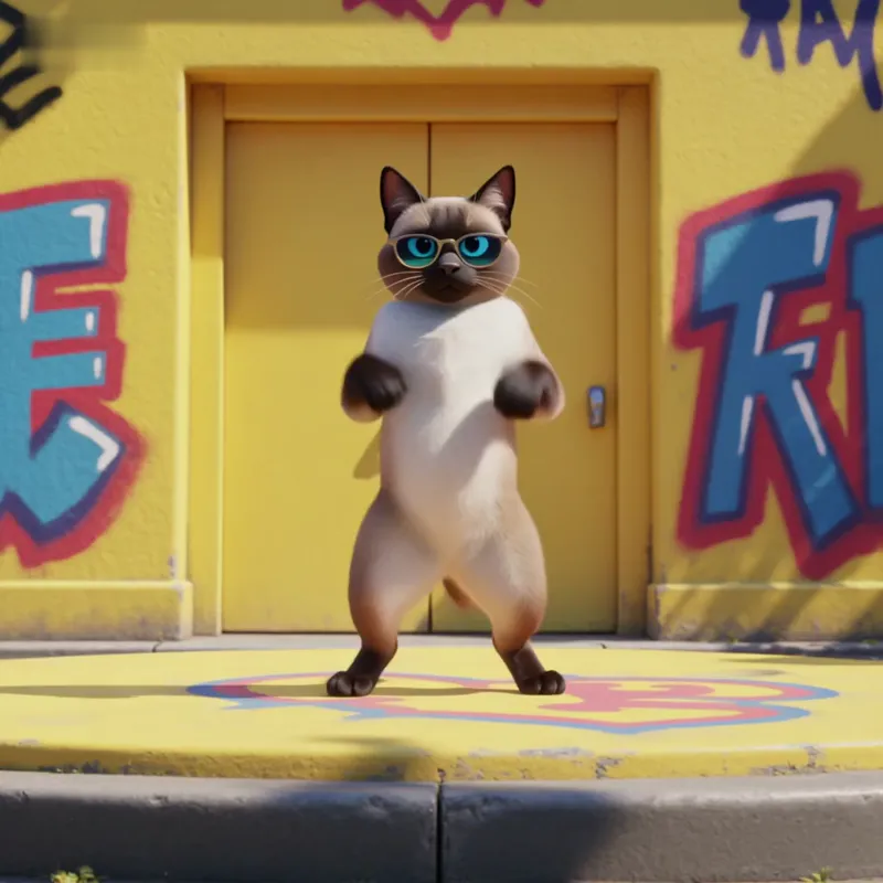 Hip-hop Siamese cat dancing GIF